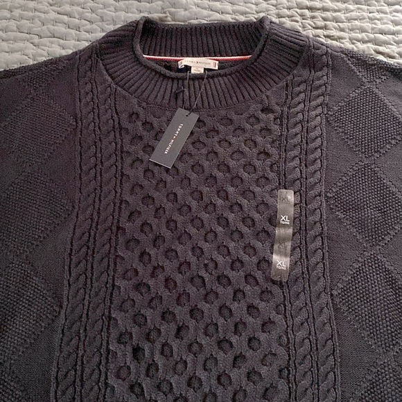 🆕 Tommy Hilfiger Crewneck Fisherman Sweater. Size XL. Navy. New with Tags. - Picture 6 of 7